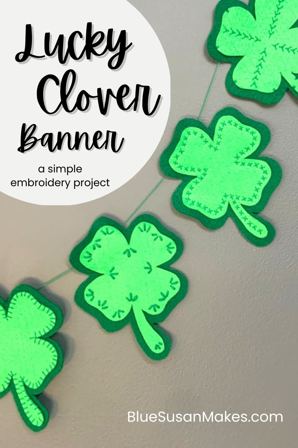 lucky clover banner - basic embroidery stitches tutorial