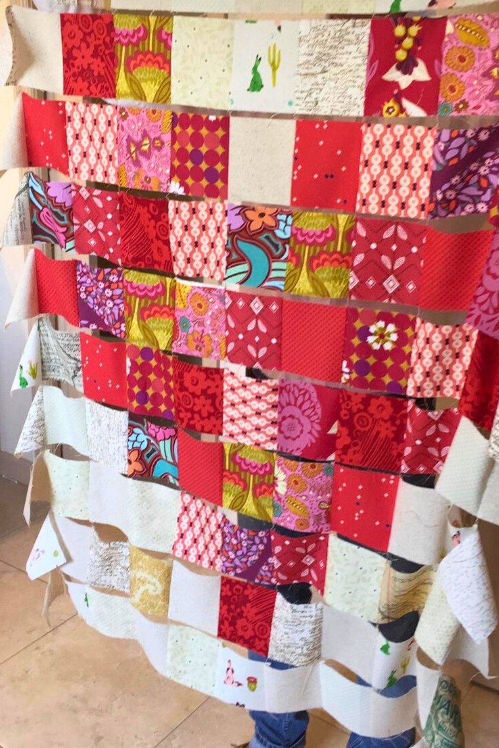 Whole Quilt Chain Piecing Tutorial Pixel Heart Quilt Blue Susan Makes