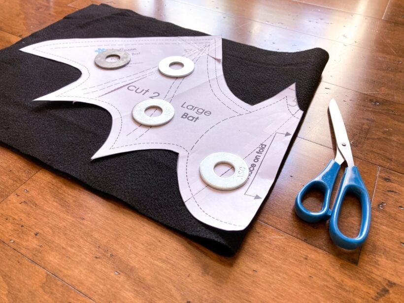cut out a felt bat with a pattern
