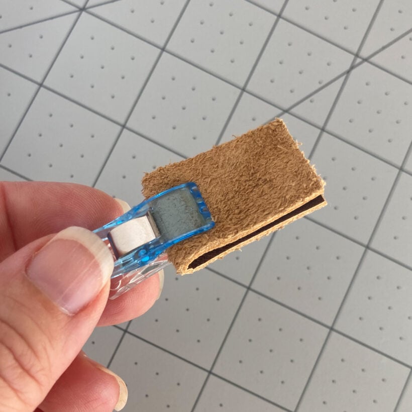clamp the leather strip