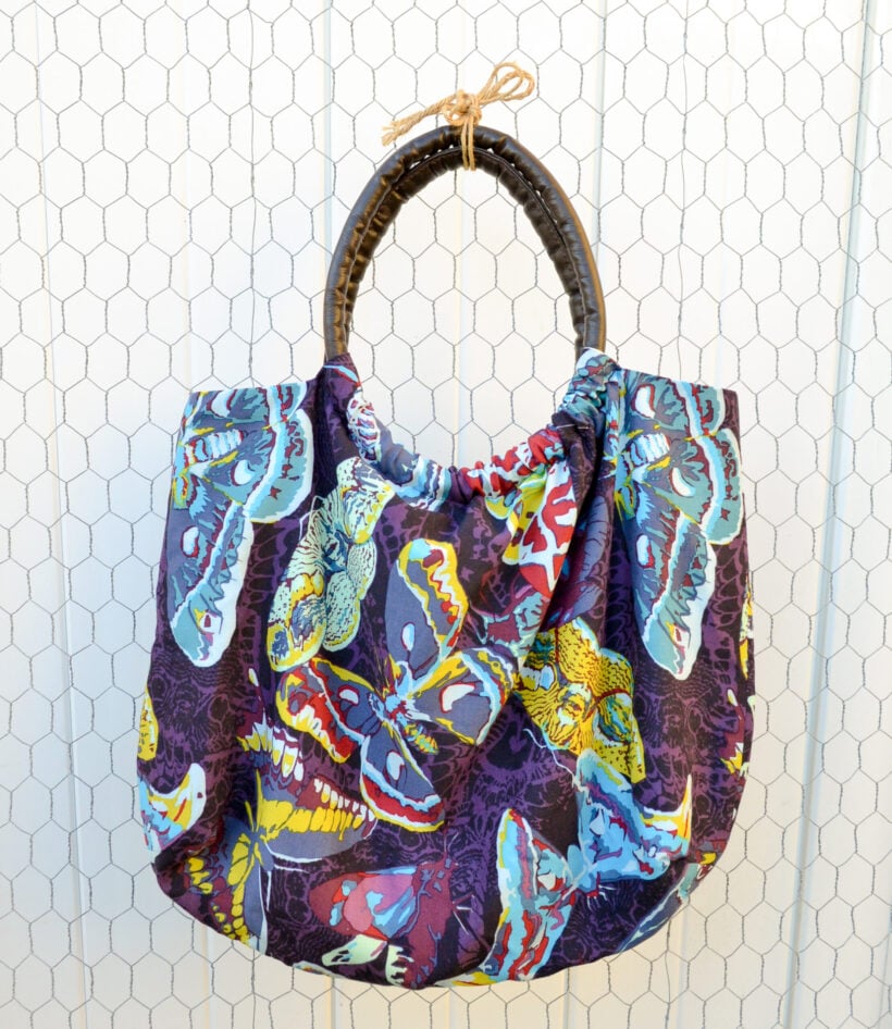 4 Tips for Making Vinyl Handbag handles - Sweetly Gathered Round handbag