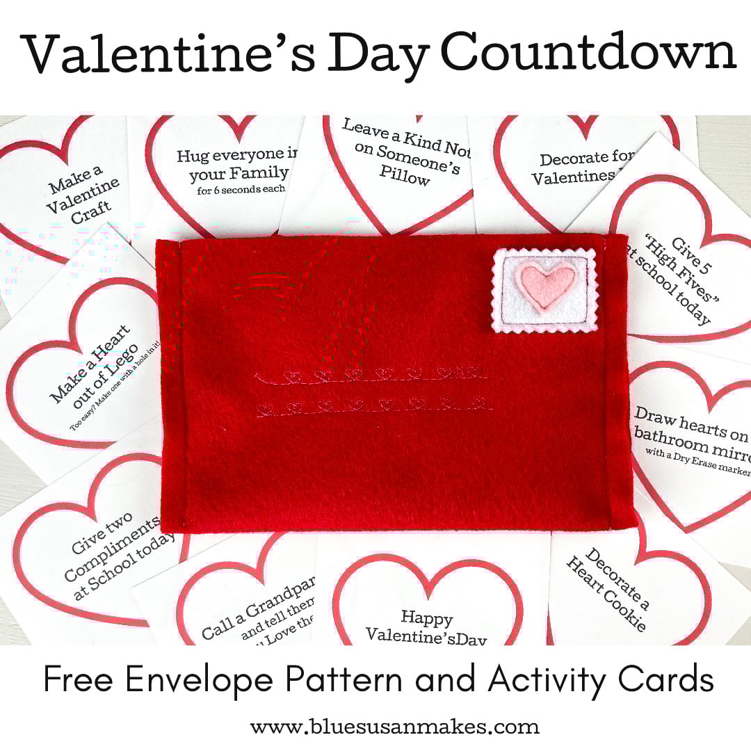 Valentine's Day Countdown Activity Cards & Envelope Pattern