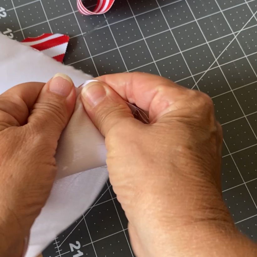 Tear fabric into strips - How to make a Patriotic Bow Garland