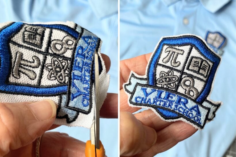 Carefully cut around the patch