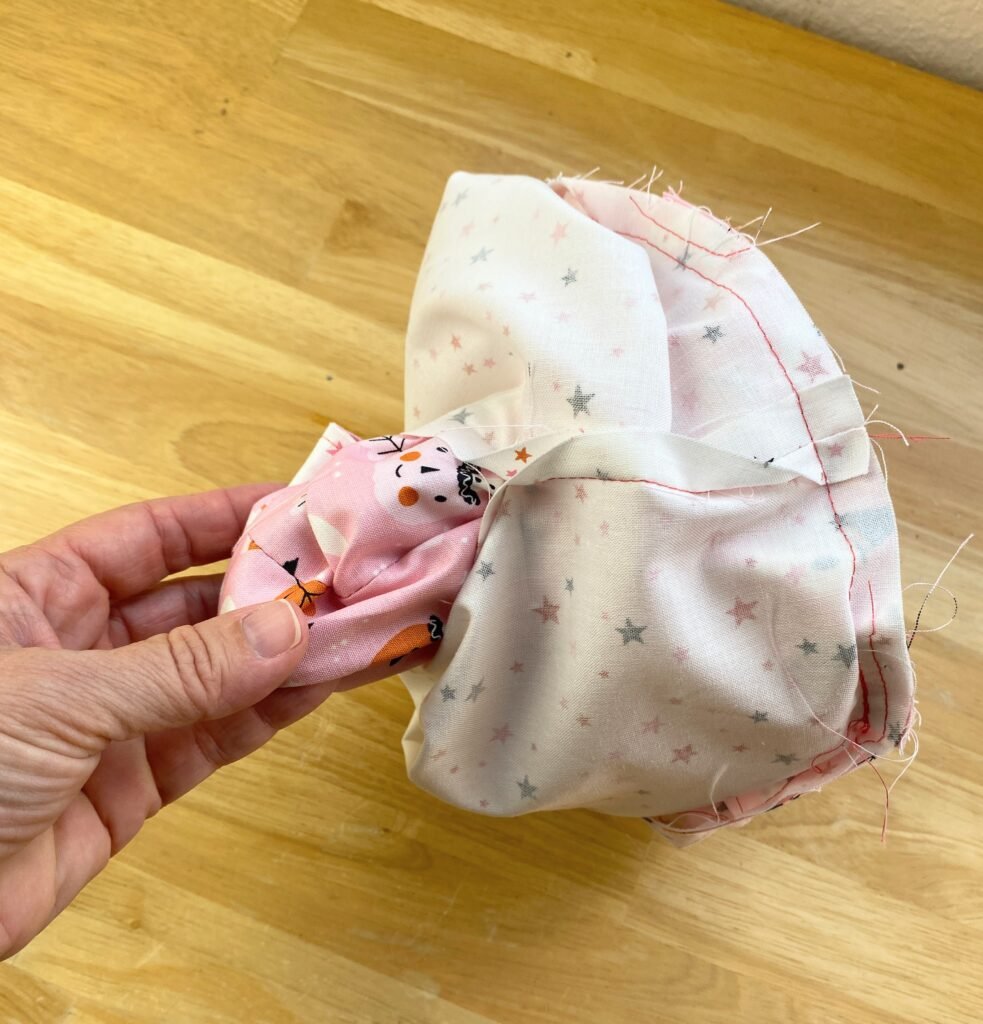 Turn the bag right side out through the opening - DIY trick or treat bag