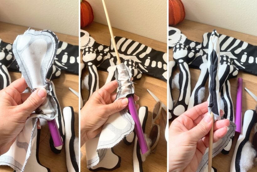 Turn the bones right side out with a turning tube