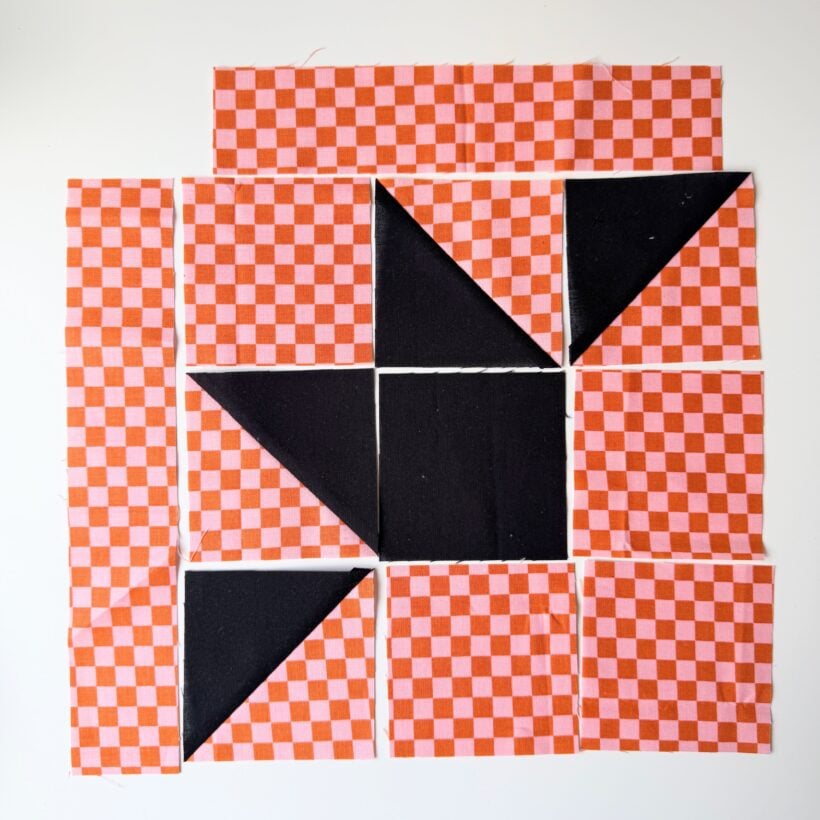 Bat mini quilt layout