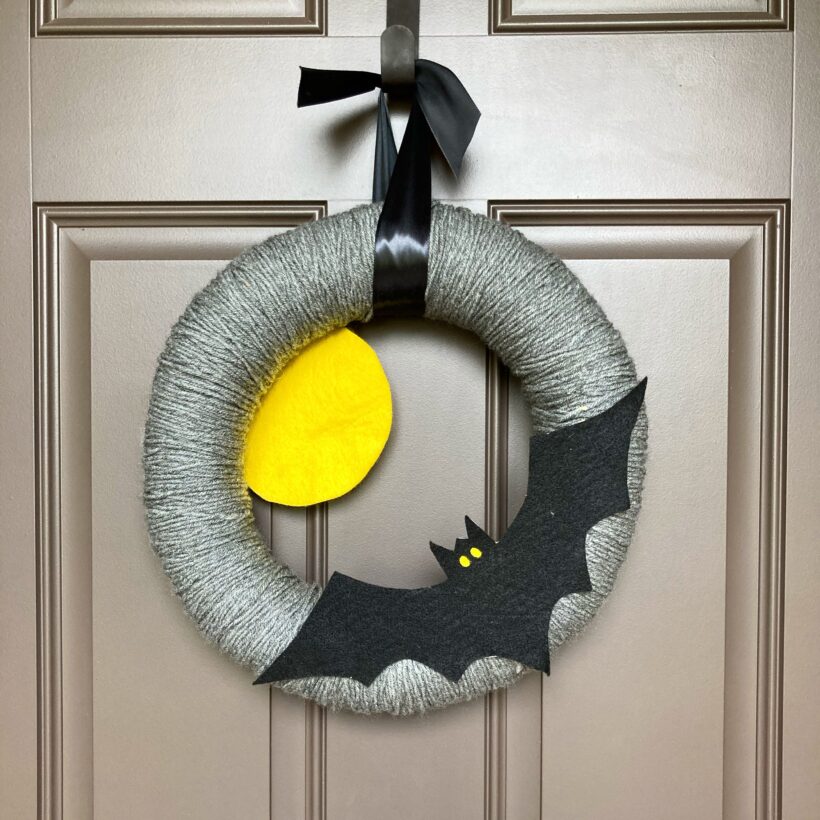 yarn wrapped bat wreath