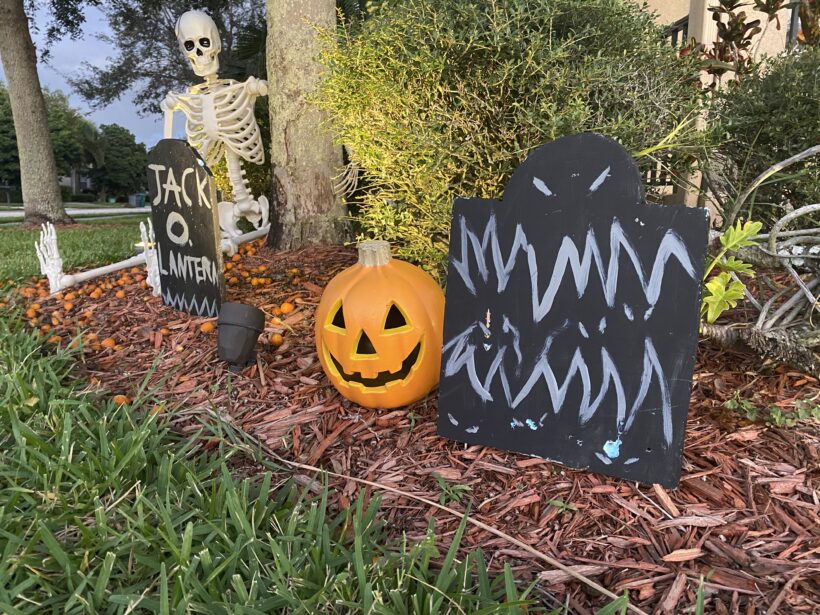 DIY tombstones in the front yard